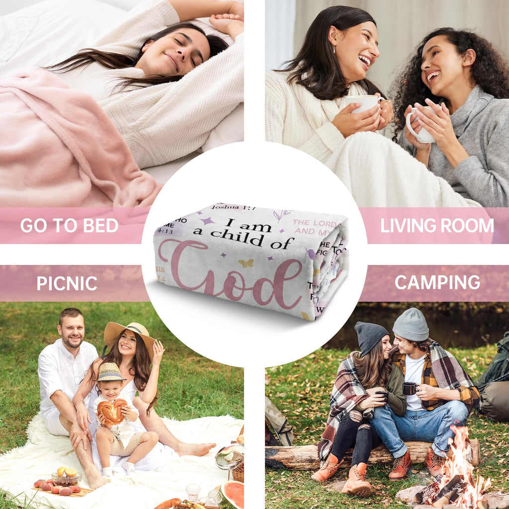 Encoink Baptism Gifts for Girl, I Am a Child of God Blanket, Teen Girl Gifts Trendy Stuff, Christian Birthday Gifts for Teen Girls, Women Confirmation & First Communion Gifts for Girls(50 * 60)