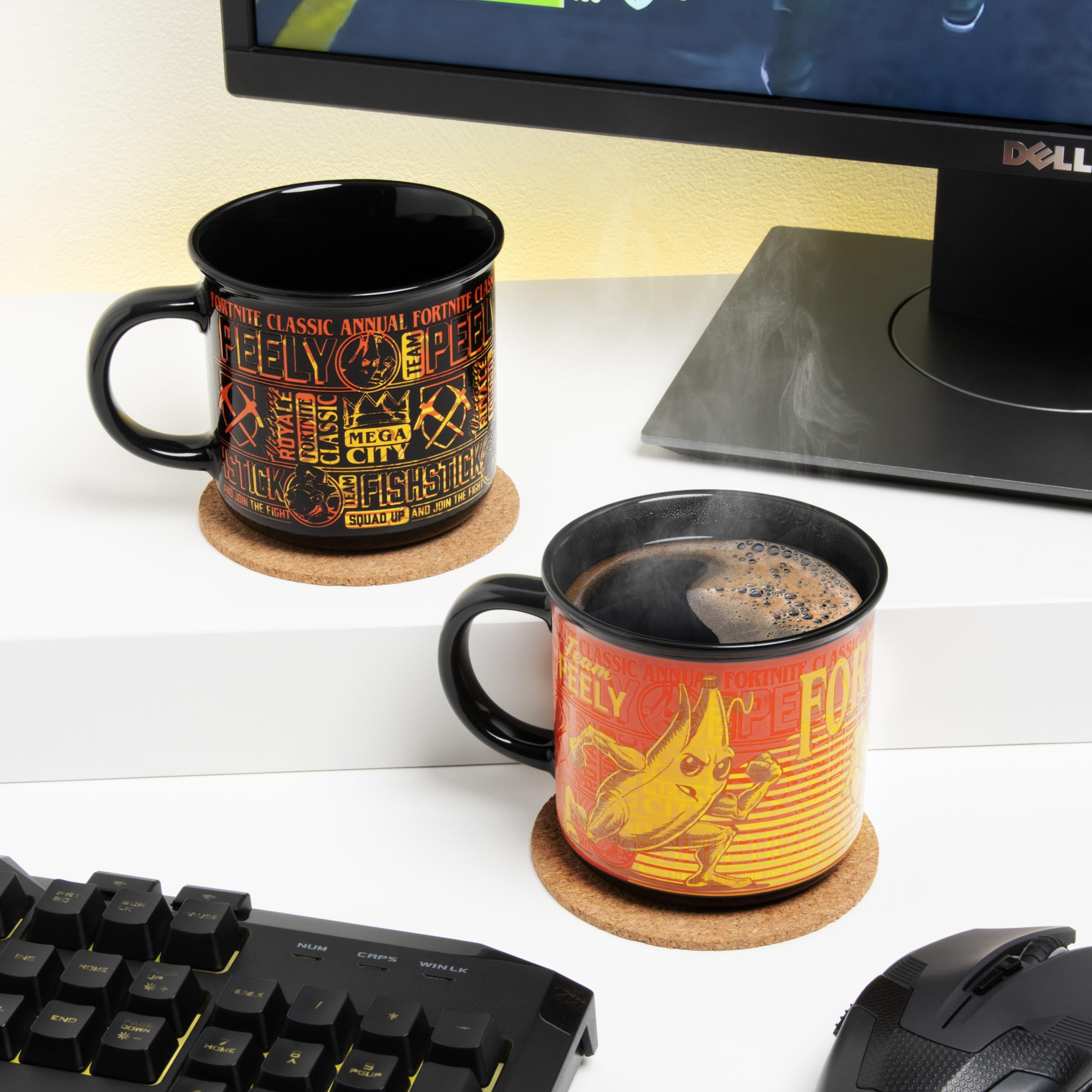 Fortnite Peely and Fishstick Heat Change Mug 350ml, Officially Licensed Ceramic Coffee Cup for Hot Drinks, Gamer Gift for Boys, Girls, Men, Women - Paladone