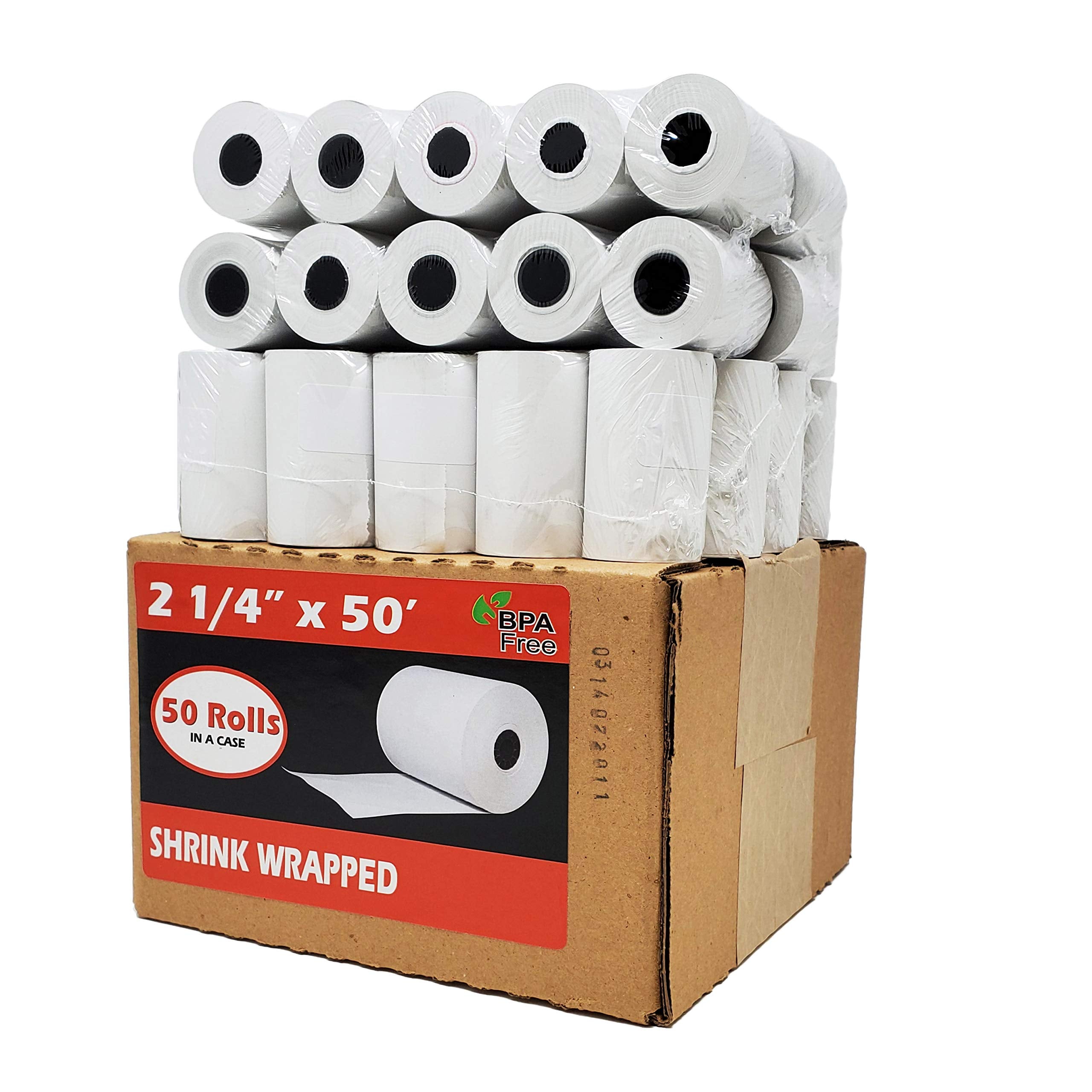 (50 Rolls) 2 1/4 x 50 Thermal Paper Receipt Rolls 2.25 x 50 ft POS Cash Register fits All Credit Card Terminals