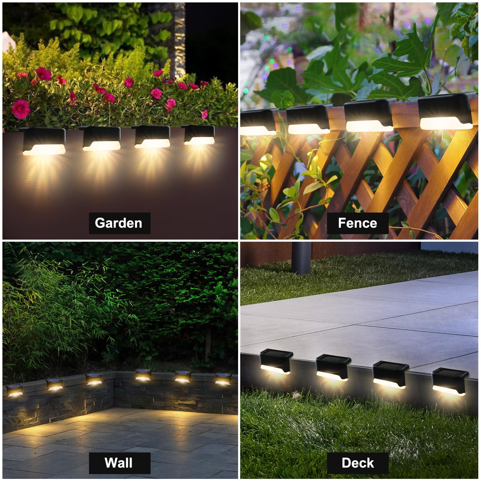16 Pack Solar Lights Outdoor Waterproof, Solar Step Lights for Decks Pathway Yard Stairs Fences (Warm White)