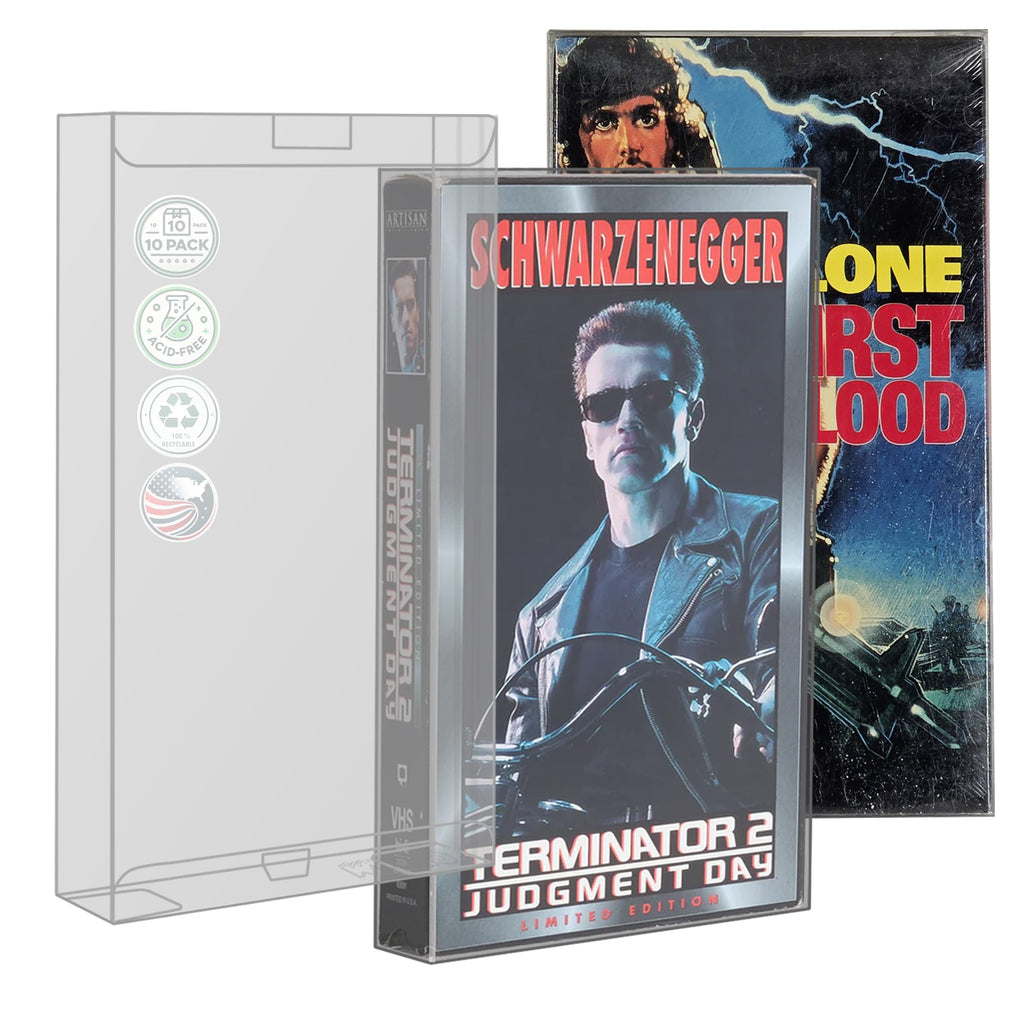 MALKO 10 Pack VHS Tape Protector Case | Protective Sleeve for VHS Cassette Original Box | Display Storage and Preservation