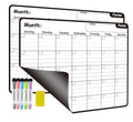 Dry Erase Calendar White Board-Set of 2 Magnetic White&Black Monthly Calendar for Refrigerator Whiteboard with Thickened Magnet Include Five Fine Point Markers