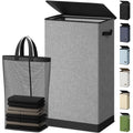 SOLEDI 100L Laundry Basket with Lid Large Laundry Hamper, Clothes Hamper with Laundry Bag Easy to Carry, Collapsible Storage Bins for Bedroom, Bathroom, Dorm, Apartment, College, Wardrobe, Grey