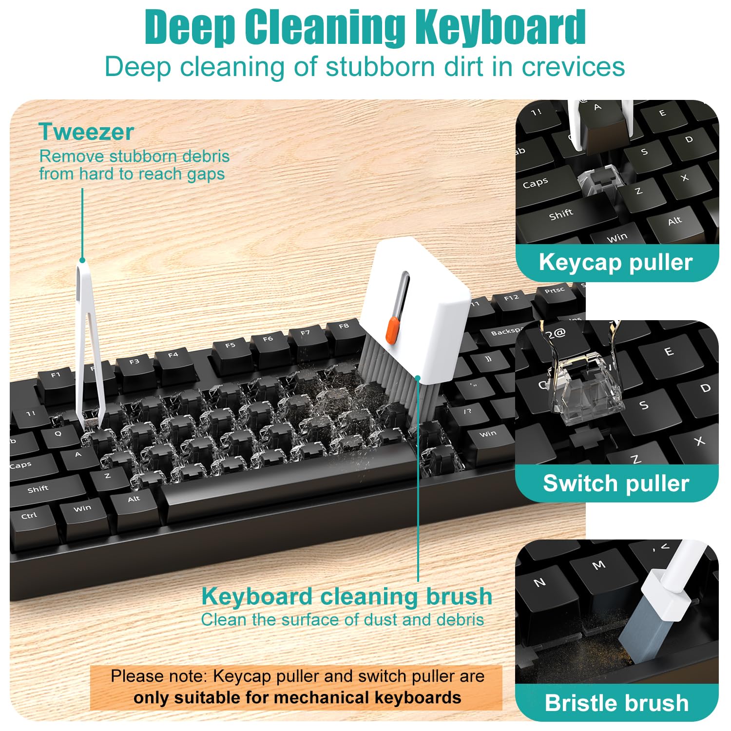 VICHYIE 32 in 1 Keyboard Cleaning Kit with Brush, Computer Laptop Cleaner Kit, Phone Cleaning Tool, Multi-Function Cleaner Kit for Earbuds, Cellphones, PC, Screens, Camera Lens, Electronics Devices