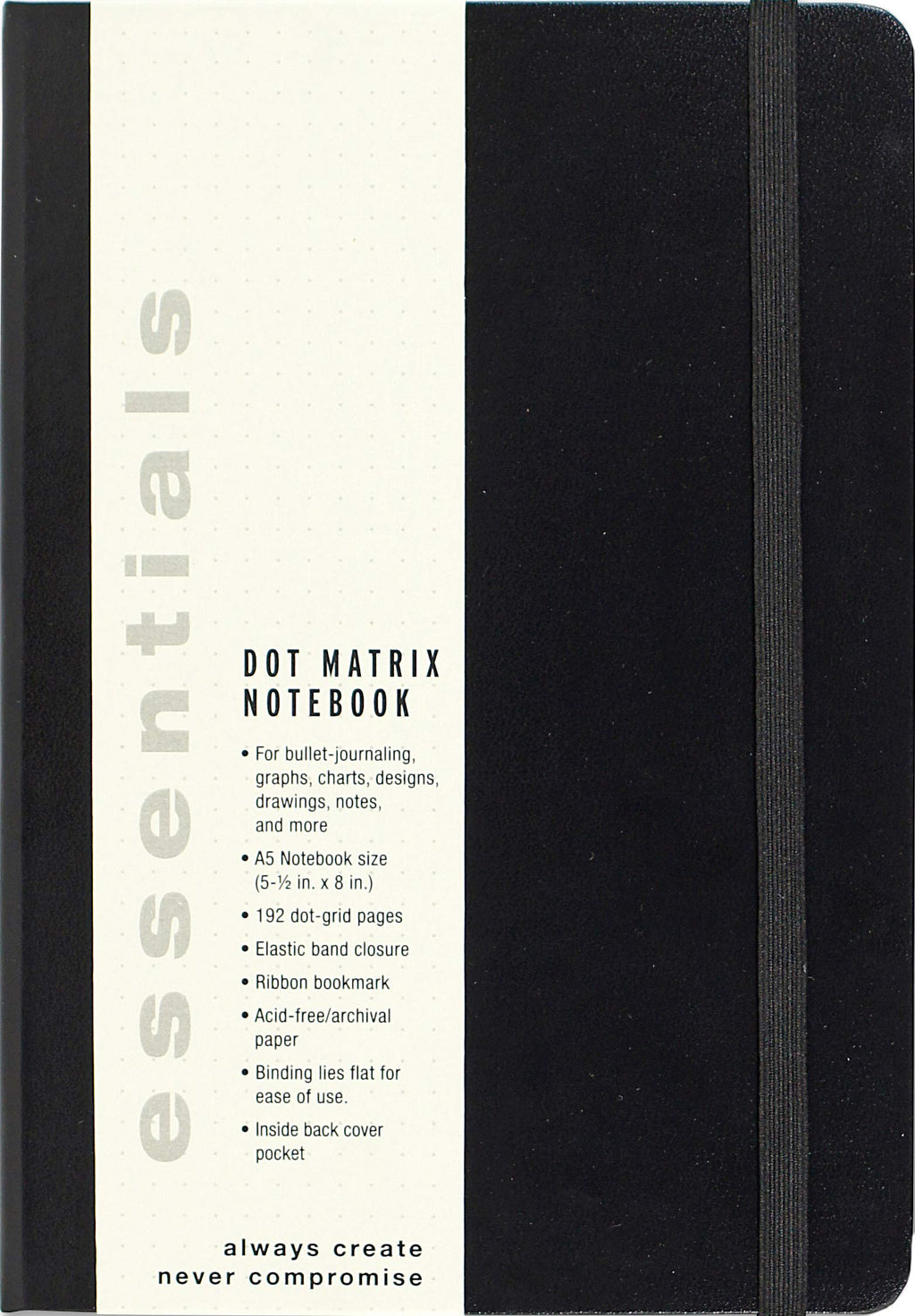 Essentials Large Black Dot Matrix Notebook (Diary, Journal)