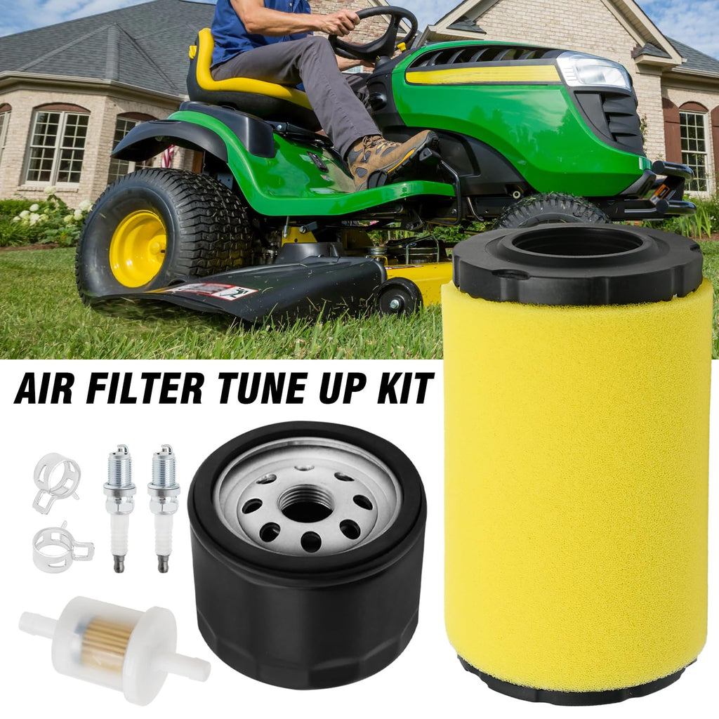 Vkinman GY21435 MIU14395 Air Filter & GY20577 AM125424 Oil Filter Kit Replacement for John Deere L107 L120 D100 D105 D110 D125 D160 D170 E100 E140