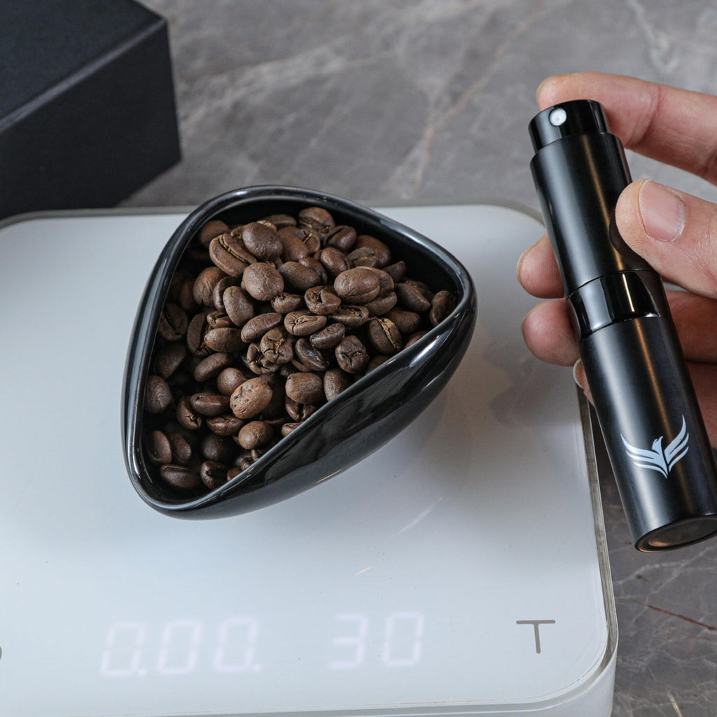 KNODOS Coffee Bean Dosing Cup and RDT Sprayer Gift Set Coffee Bar Accessories Ceramic Dosing Vessel/Single Dose Measuring Tray Kit