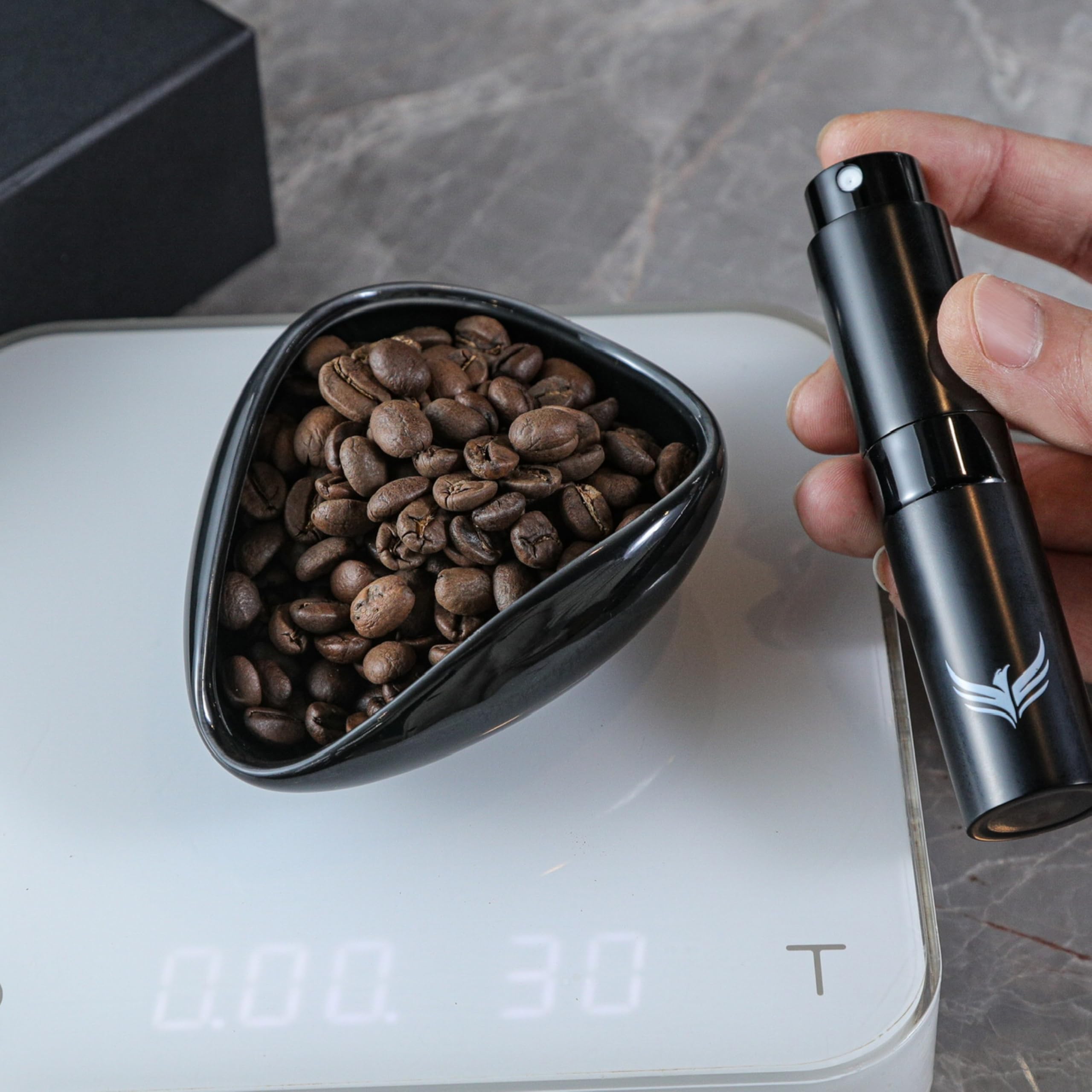 KNODOS Coffee Bean Dosing Cup and RDT Sprayer Gift Set Coffee Bar Accessories Ceramic Dosing Vessel/Single Dose Measuring Tray Kit
