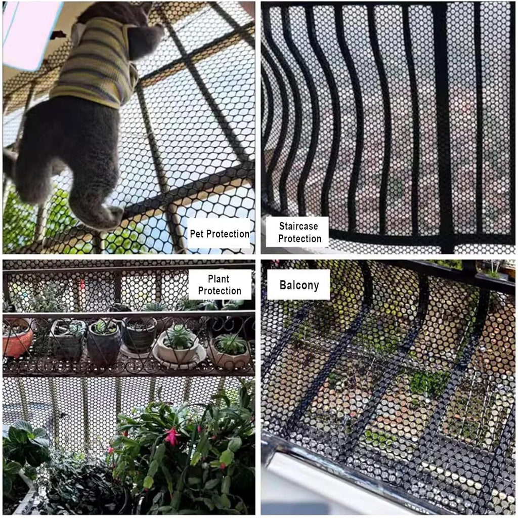 Plastic Chicken Wire Mesh Fence Roll - BEFYUS 15.7IN x 16.4FT Garden Fencing Animal Barrier with Zip Tie，Temporary Use Poultry Wires Netting for Pet,Dogs,Deer Rabbit (Black)