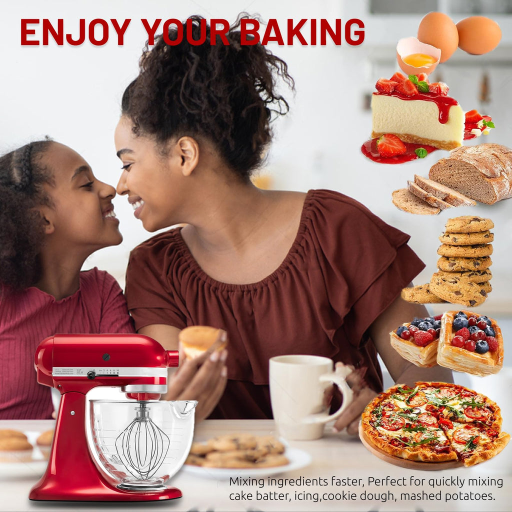 K45WW 6 Wire Whip Attachment for KitchenAid 4.5 5 Quart Tilt-Head Stand Mixer, Dishwasher Safe, Stainless Steel Whisk for Kitchen Aid Mixer Accessory Replacement Parts (Missing packaging image = FAKE)