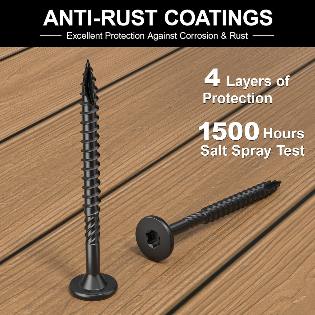 FMhotu #14 Heavy-Duty Wood Screws, Star Drive Deck Screws, Rust Resistant Timber Screws for Timber/Log/Landscaping Wood (2-7/8 Inch,50Pcs,Black)