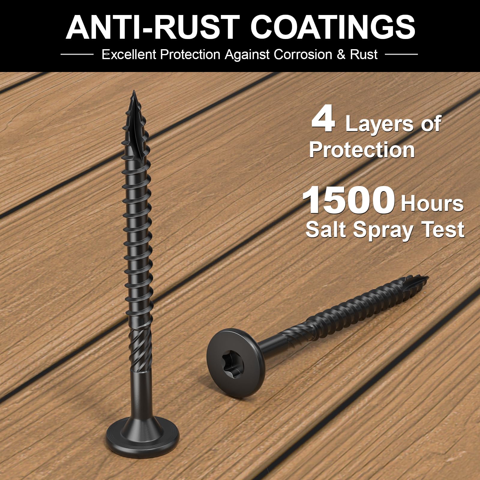 FMhotu #14 Heavy-Duty Wood Screws, Star Drive Deck Screws, Rust Resistant Timber Screws for Timber/Log/Landscaping Wood (2-7/8 Inch,50Pcs,Black)