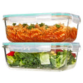 Vtopmart 2Pack 1860ml/63oz Large Glass Storage Containers with Lids, Meal Prep Food Container Set with Snap Airtight Lid for Baking, Microwave, Oven, Leak Proof, for Freezer, Dishwasher, Green