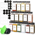 ComSaf 15Pcs 4oz Glass Spice Jars with Shaker Lids, 93 Labels, a Handy Funnel, a Pepper Grinder, Empty Spice Containers and Square Spice Bottles for Kitchen and Seasoning