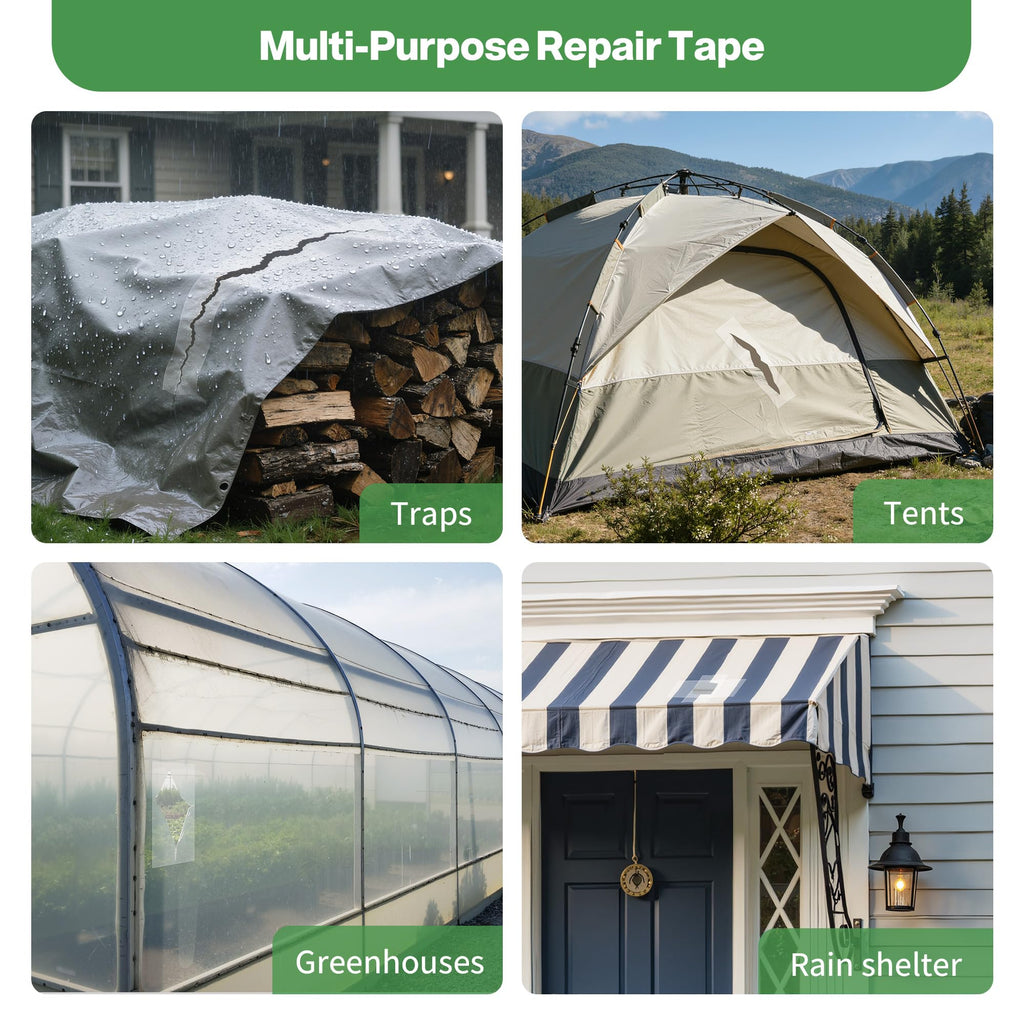 Hoacm Greenhouse Repair Tape Clear- Heavy Duty Waterproof & UV Resistant, Clear Poly Patch Tape for Greenhouse Plastic Film, RV Awnings, Tarp and Tent, 5.5 mil Thickness (3.15IN x 72.2FT)