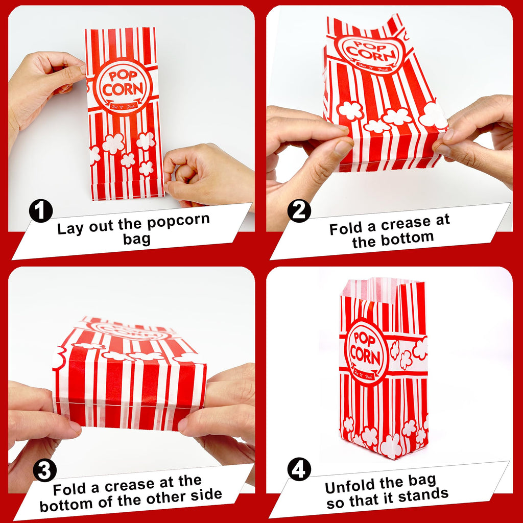 Homrelaxy 300Pcs Paper Popcorn Bags, 1 oz Popcorn Bags Individual Servings, Bulk Pop Corn Sleeves for Pop Corn Machine, Movie Night, Cinema, Carnival, Party, Concessions (300)