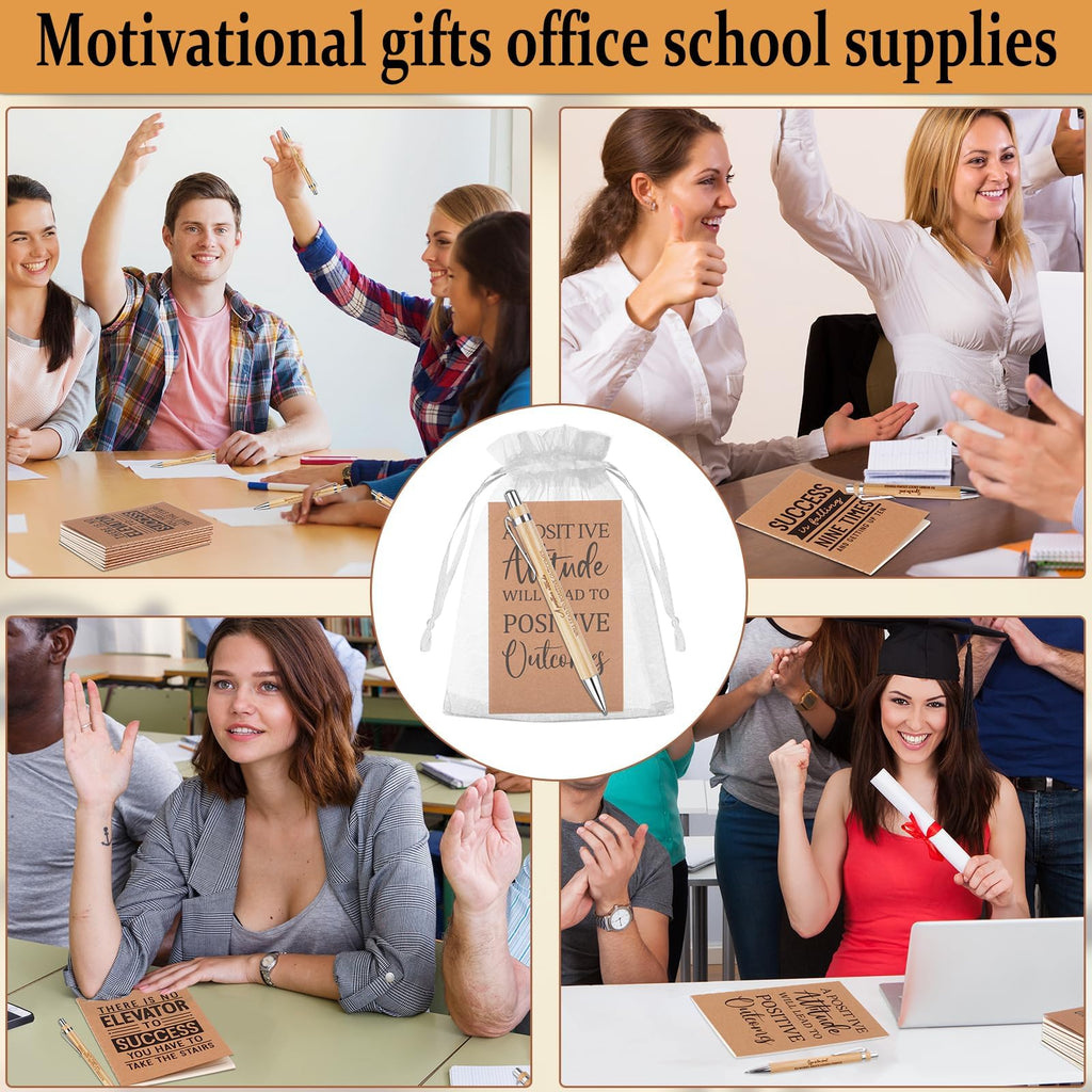 48 Pcs Inspirational Notebooks Motivational Ballpoint Pens Thank You Gifts Positive Notepad Pen Inspirational Employee Appreciation Gifts for Coworker Teacher Staff Nurse Student Back to School Gift