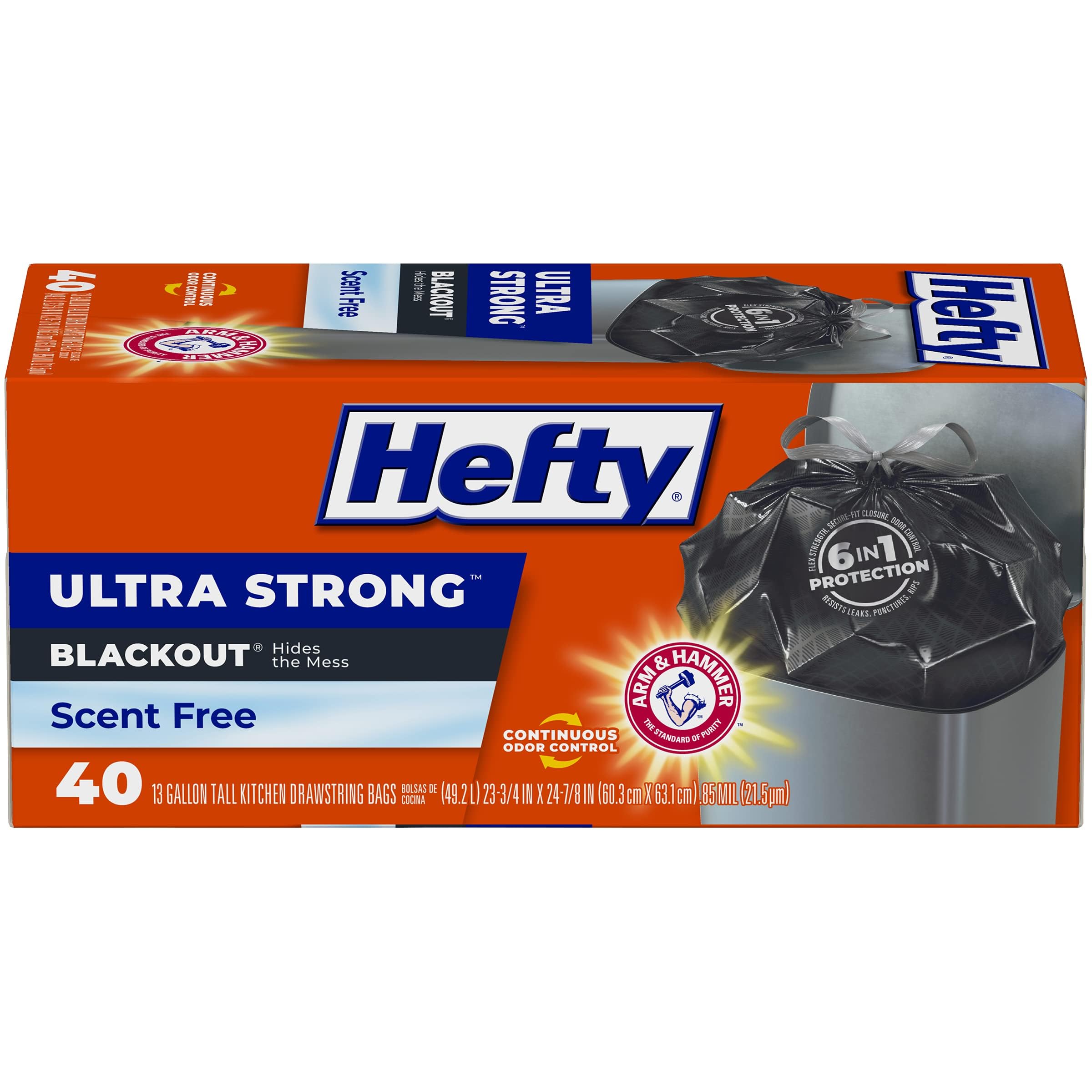 Hefty Ultra Strong Blackout Kitchen Trash Bags - 13 Gallon, 40 Count