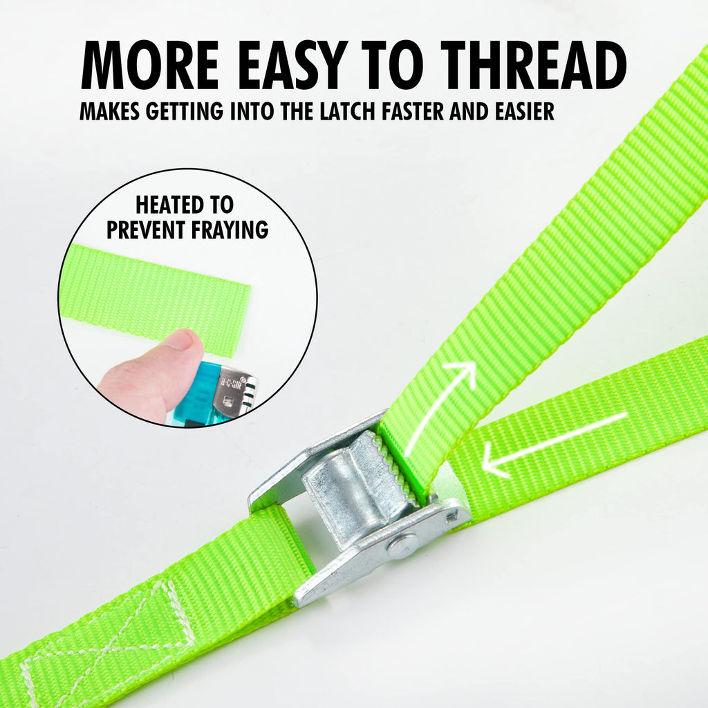 Cartman Lashing Straps up to 600lbs, 6pk in Carry Bag, Green Color