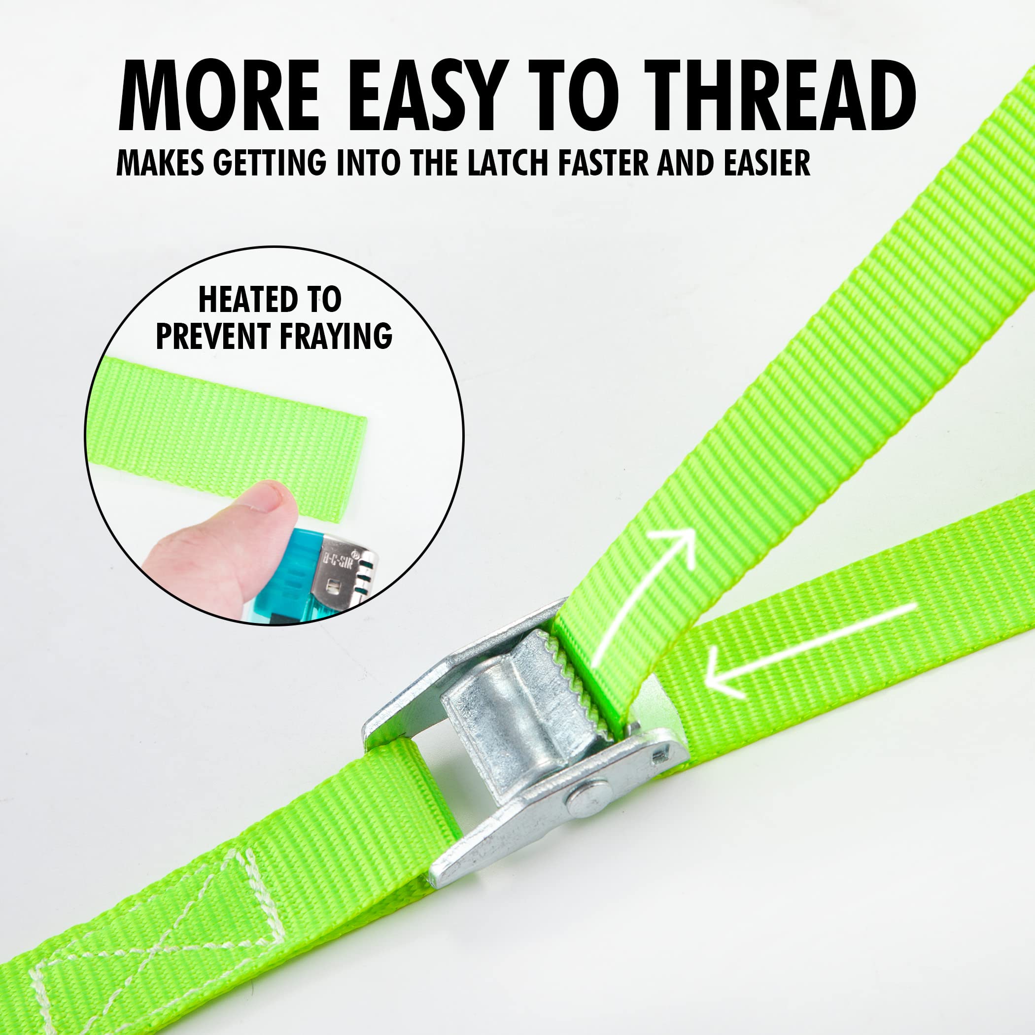 Cartman Lashing Straps up to 600lbs, 6pk in Carry Bag, Green Color