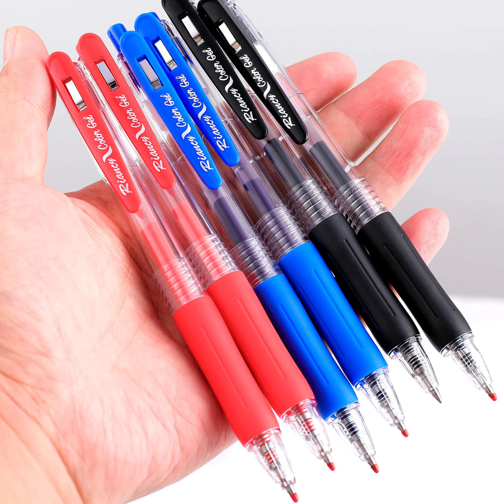 Gel pens Fine Point Smooth Writing Pens Retractable Gel Ink Rollerball Pen for Teachers Exam School Supply Note Taking Office Class Drawing Art 0.5mm tip with Grips 15 Black pens 5blue pens 4red pens