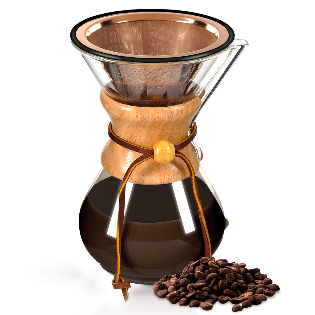 Compatible with Chemex, Hario V60 Pour Over Coffee Filters - Wide Metal Base Reusable Stainless Steel Coffee Dripper - Paperless Coffee Filter for Sustainable Brewing