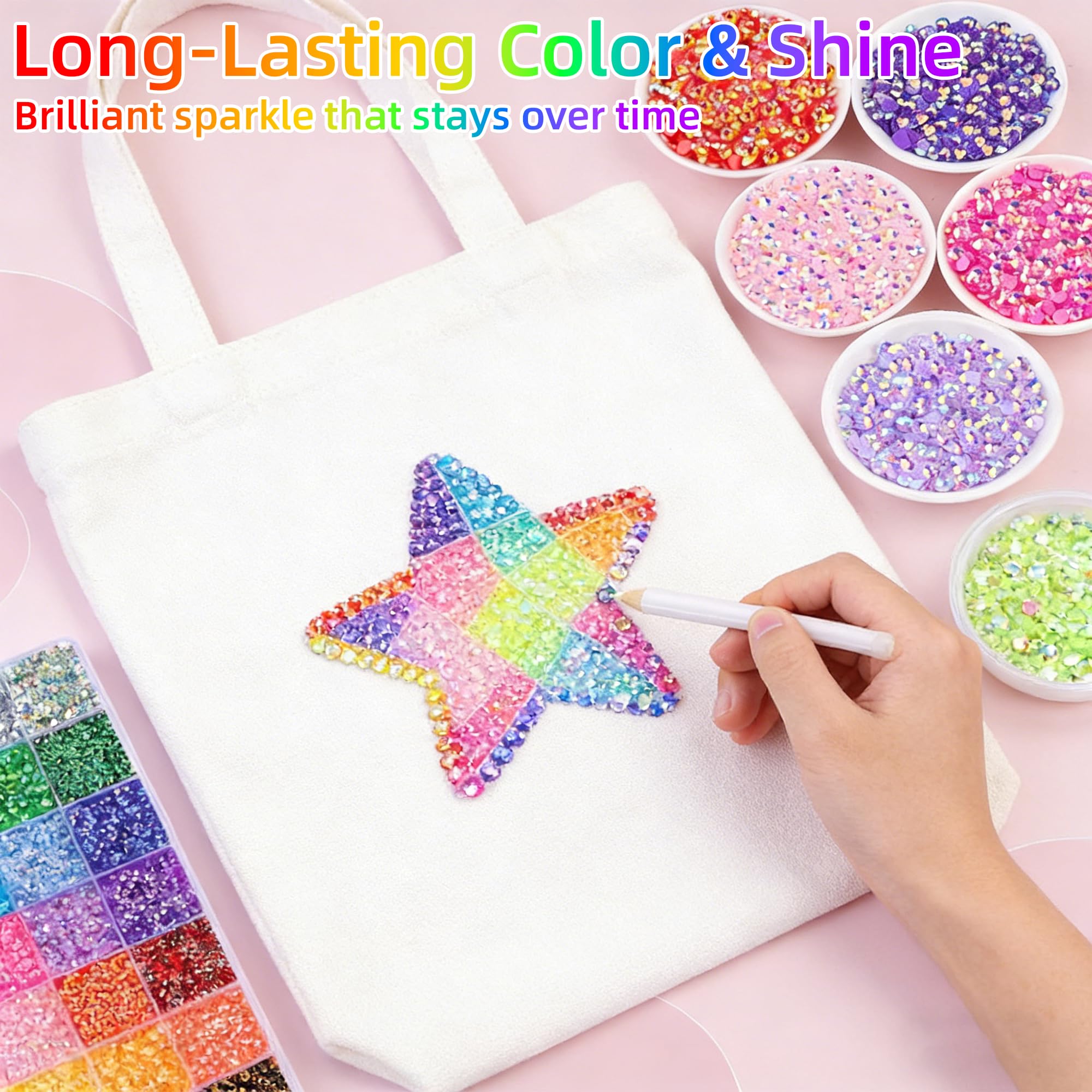 40 Colors Bedazzling Kit, 32000PCS 3mm Flatback Rhinestones for Bedazzling, Resin Rhinestone Kit with Glue of Diamond Jewelry, Bling Gems for Crafts, Nails, Clothing, Shoes, DIY Decoration