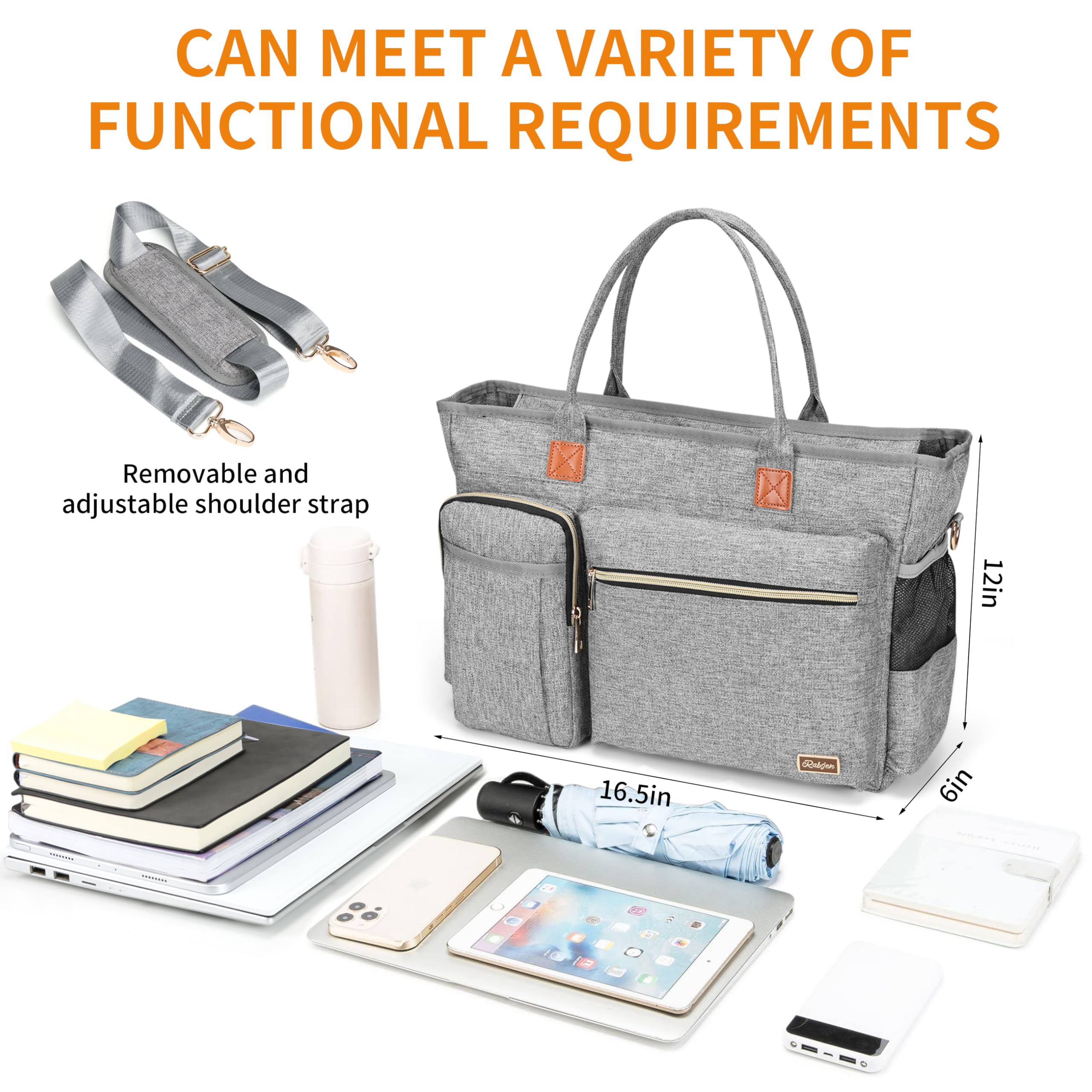 Laptop Tote Bag, Middle Size Computer Messenger Teacher Bag with 15.6'' Padded Laptop Sleeve