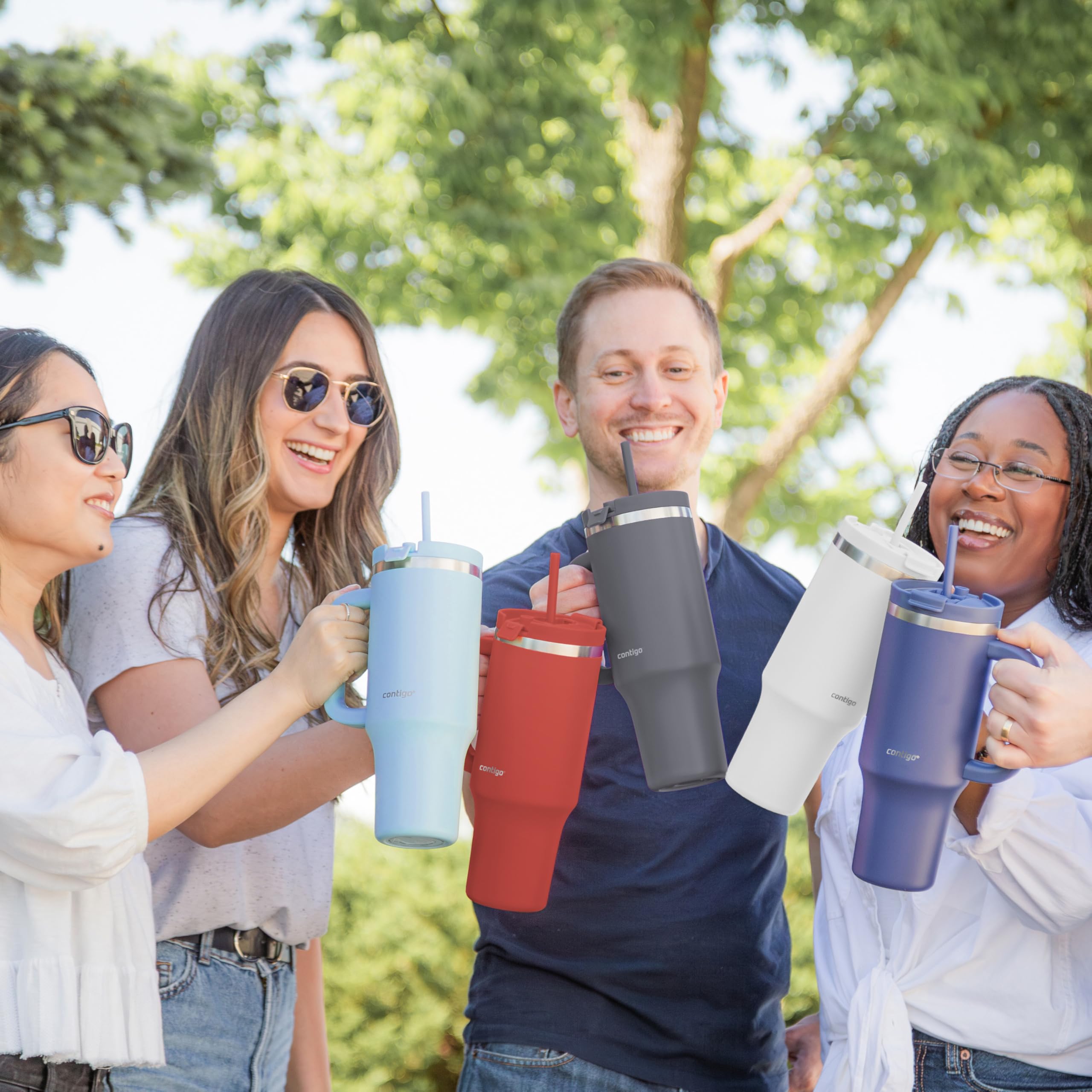 Contigo Streeterville Tumbler, 40 oz (1.18 L), Insulated Stainless Steel Water Bottle with Straw and Leak-Proof Lid, Glacier