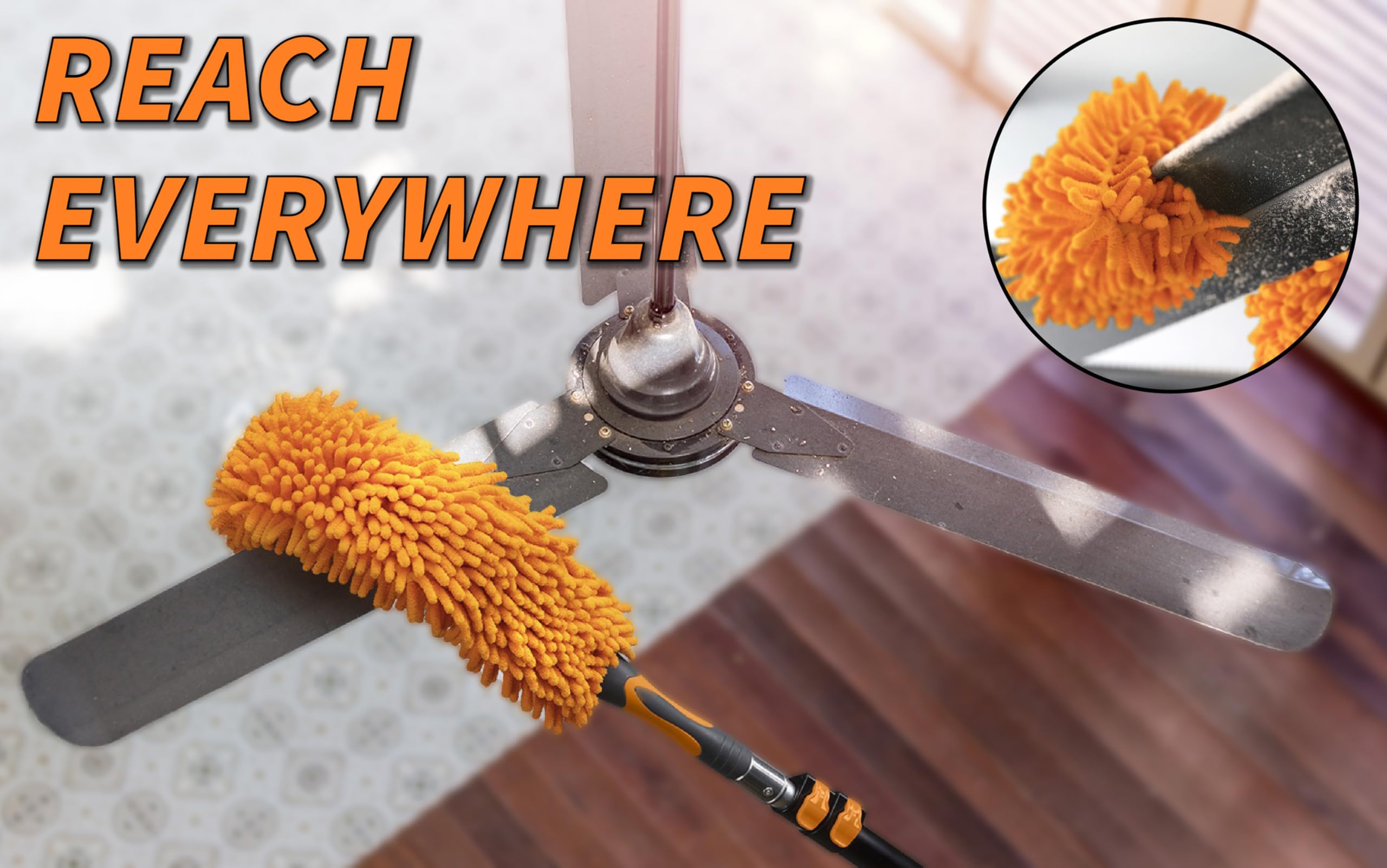 4-12 ft Long Telescopic Extension Pole // Multi-Purpose Extendable Pole with Universal Twist-on Metal Tip // Lightweight and Sturdy // Best Telescoping Pole for Painting, Dusting and Window Cleaning