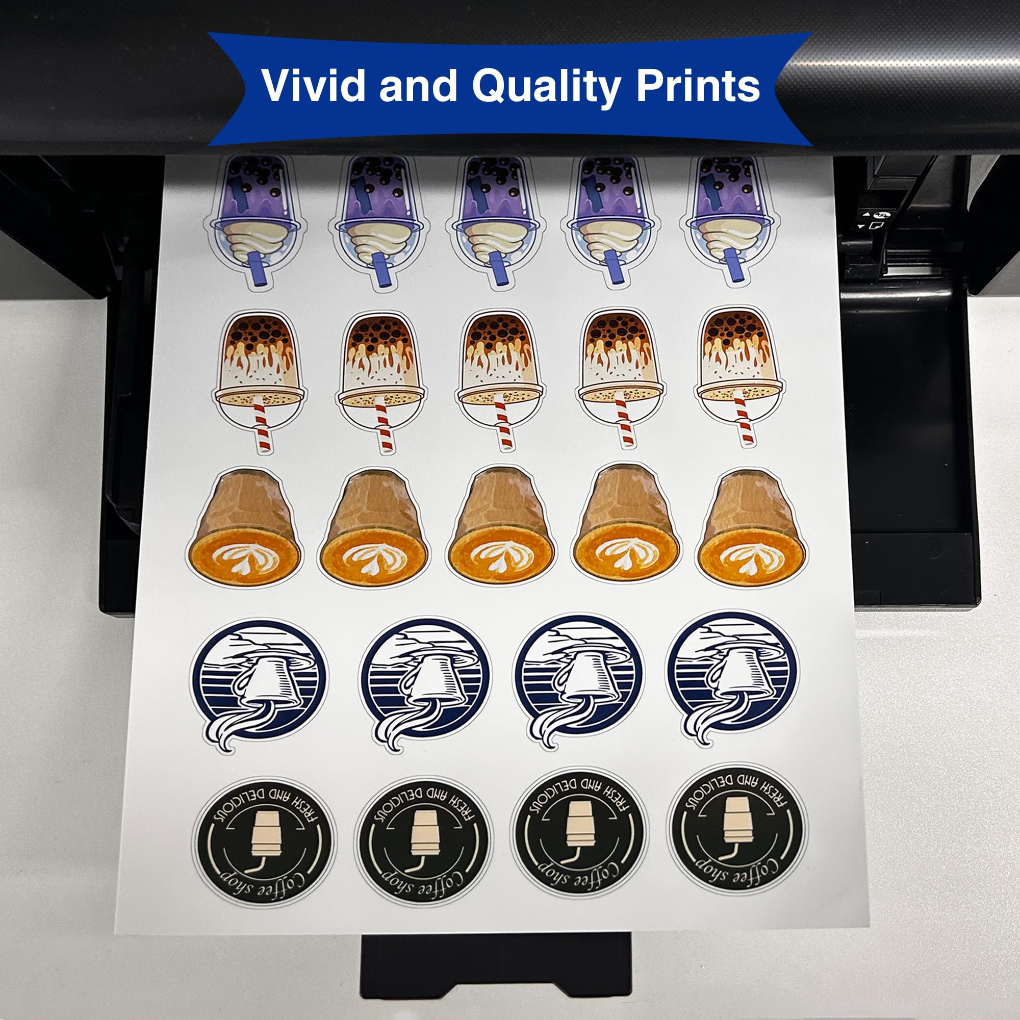 8.5x14 Printable Vinyl Sticker Paper Waterproof, Removable Self Adhesive Vinyl Sticker Sheets for Inkjet and Laser Printer, 30 Pack, Legal Size, Matte White