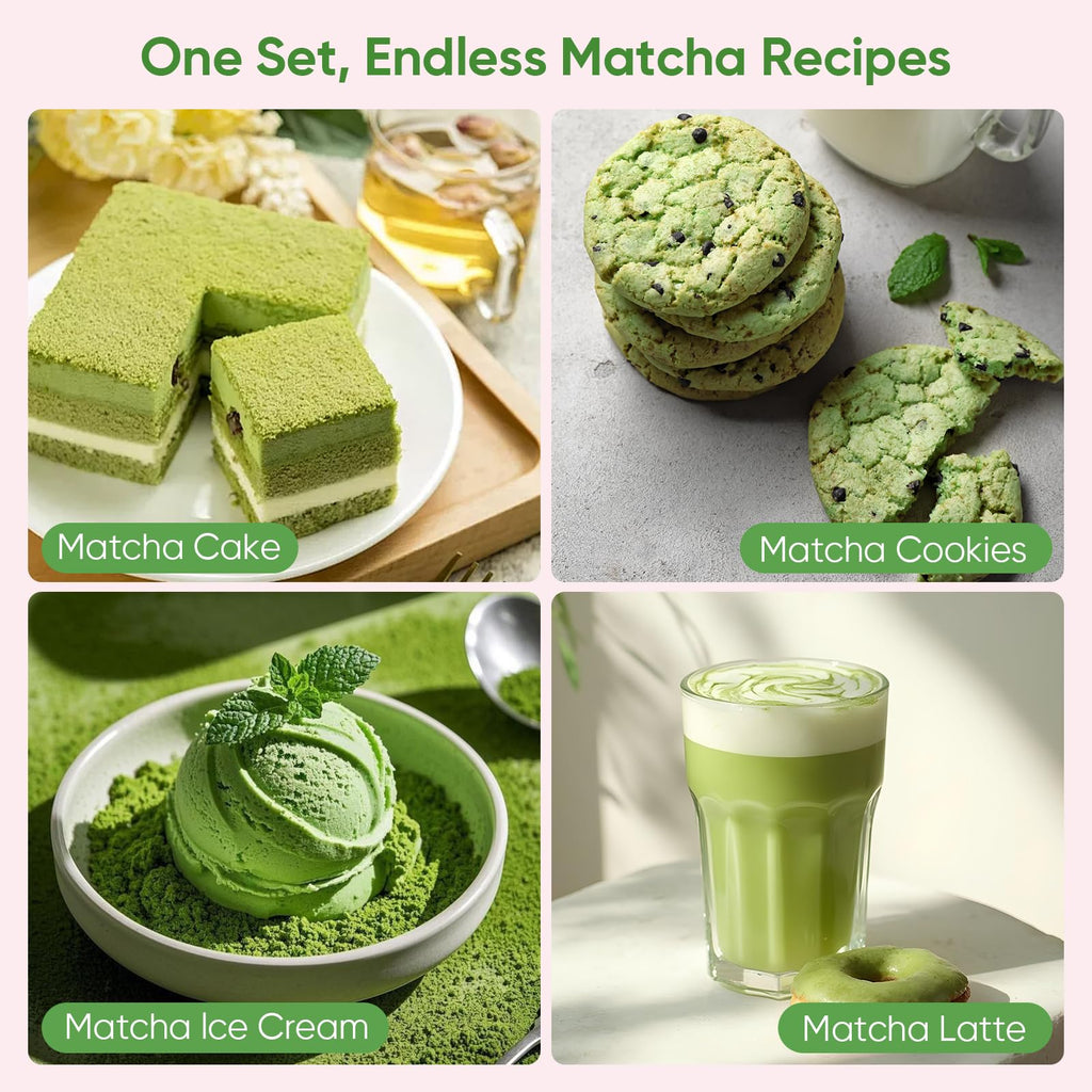Vanmiya Matcha Whisk Set, 5Pcs Ceramic Matcha Set Includes Matcha Bowl, Matcha Whisk and Holder, Bamboo Scoop and Sifter, Ideal Matcha Bowl Set for Authentic Matcha Tea Experience