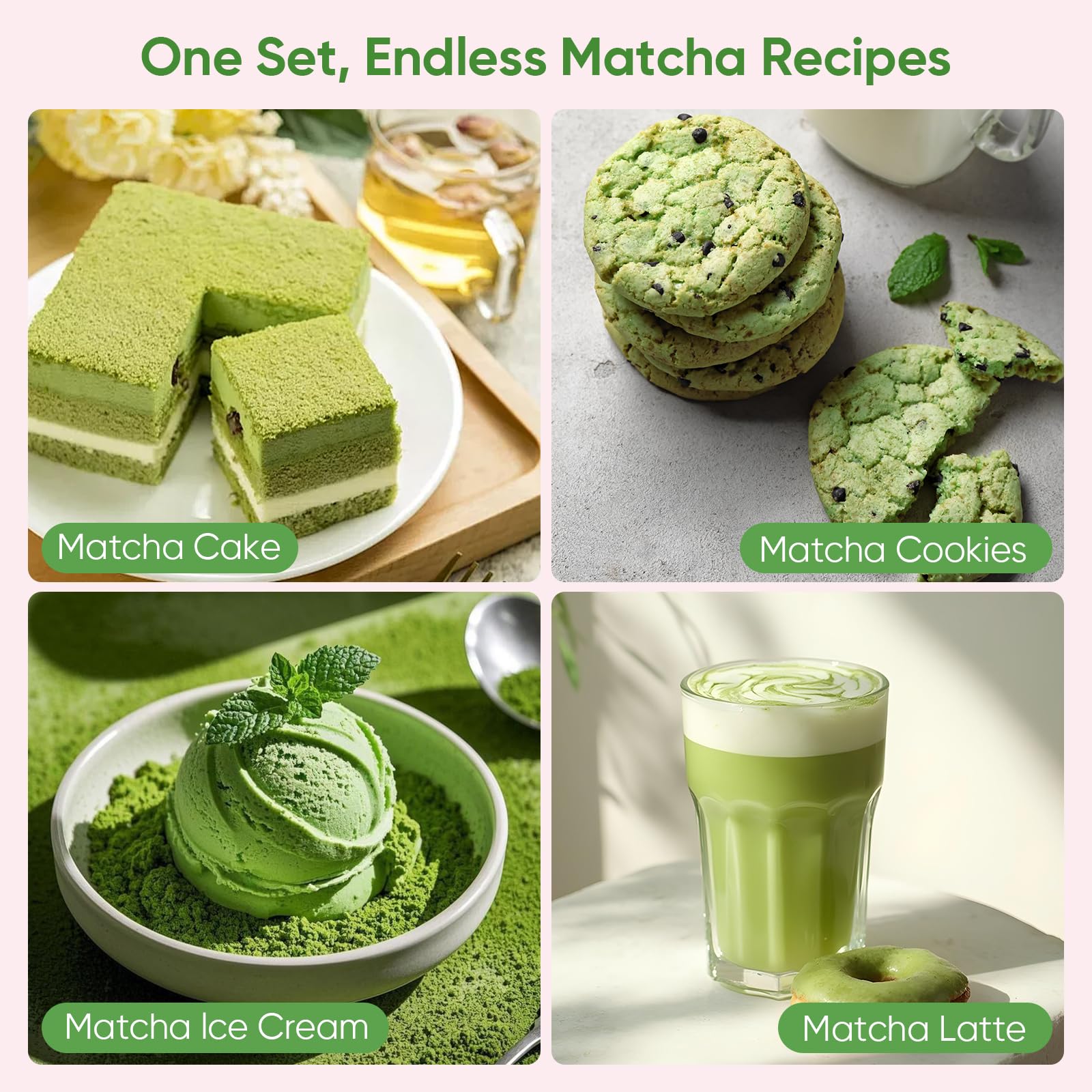 Vanmiya Matcha Whisk Set, 5Pcs Ceramic Matcha Set Includes Matcha Bowl, Matcha Whisk and Holder, Bamboo Scoop and Sifter, Ideal Matcha Bowl Set for Authentic Matcha Tea Experience