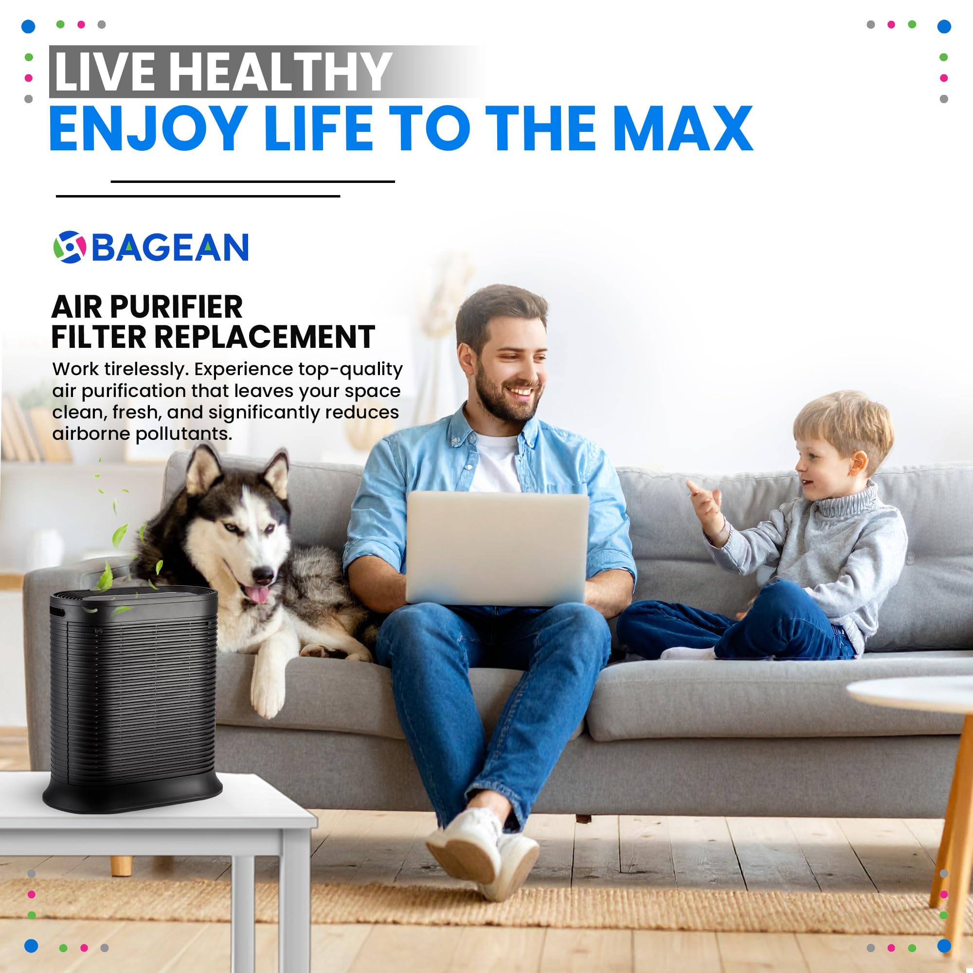 Bagean HPA300 Filter R Compatible with Honeywell Air Purifier Filter Replacement - HRF R3 A Fits HPA5300B - H13 True HEPA with Carbon Filters 99.98% Particles & Purifies Air (3 HEPA + 6 Carbon)