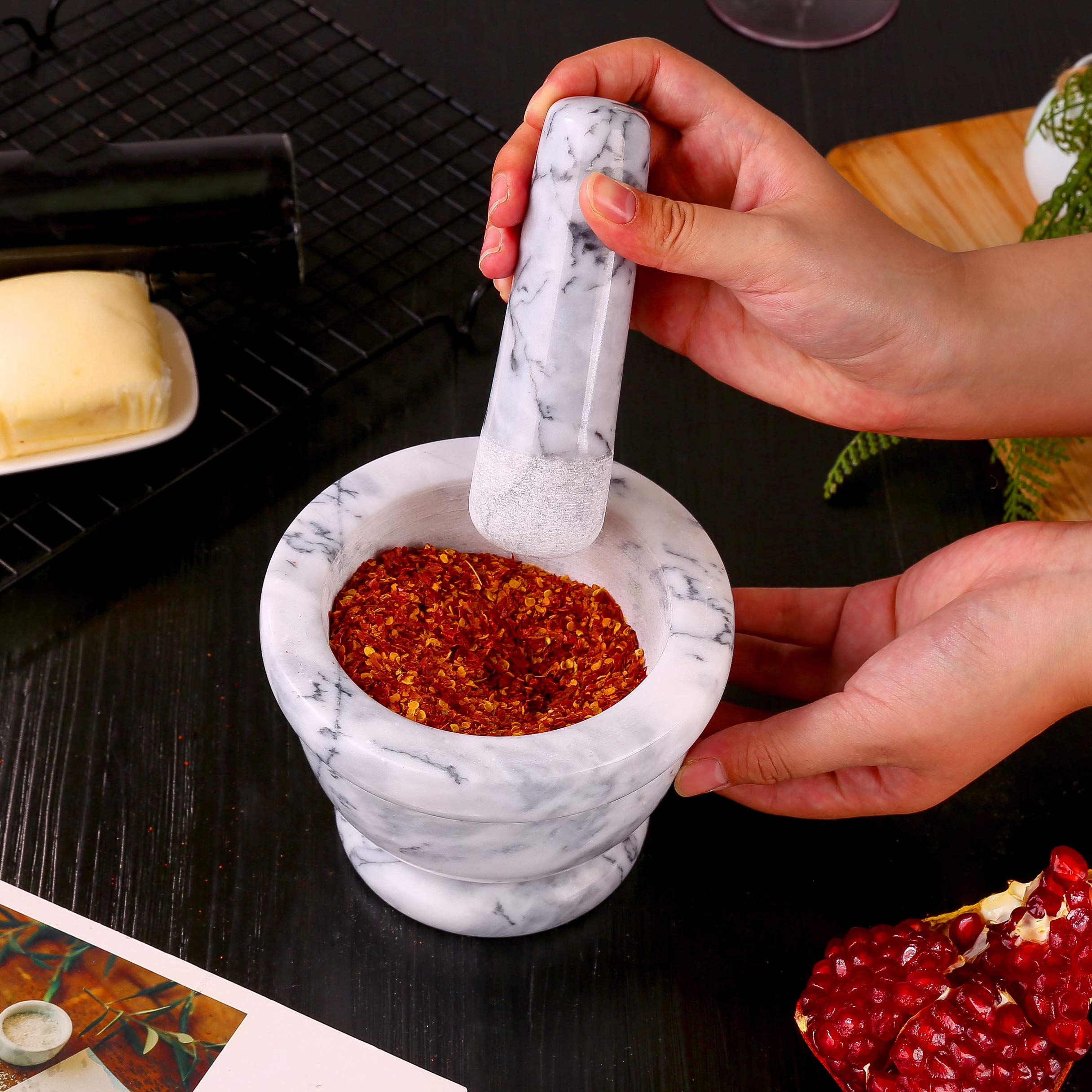 SIPARUI Marble Replacement Pestle 5.3inch Only Polished Stone Pestle (Mortar is not Included)(Light Gray White)