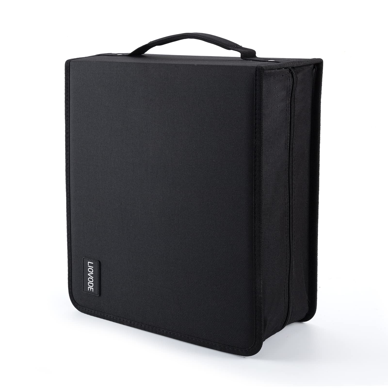 LIOVODE DVD Case 200 DVDs and 100 Booklets, CD Storage Case Holder with Booklet Inserts Binder Blu ray Media Organizer Black CD Wallet for Car (200 Capacity)