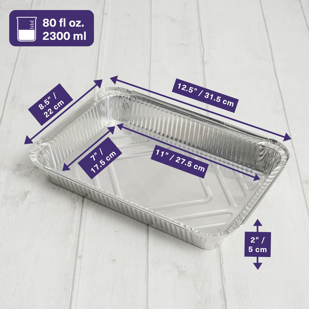 MATANA 8x12 Aluminum Pans Foil Trays (25 Pack) Cake & Lasagna Baking, Chicken Roasting, Chafer, Crawfish Cooking | Ideal for Party Catering & Takeaway