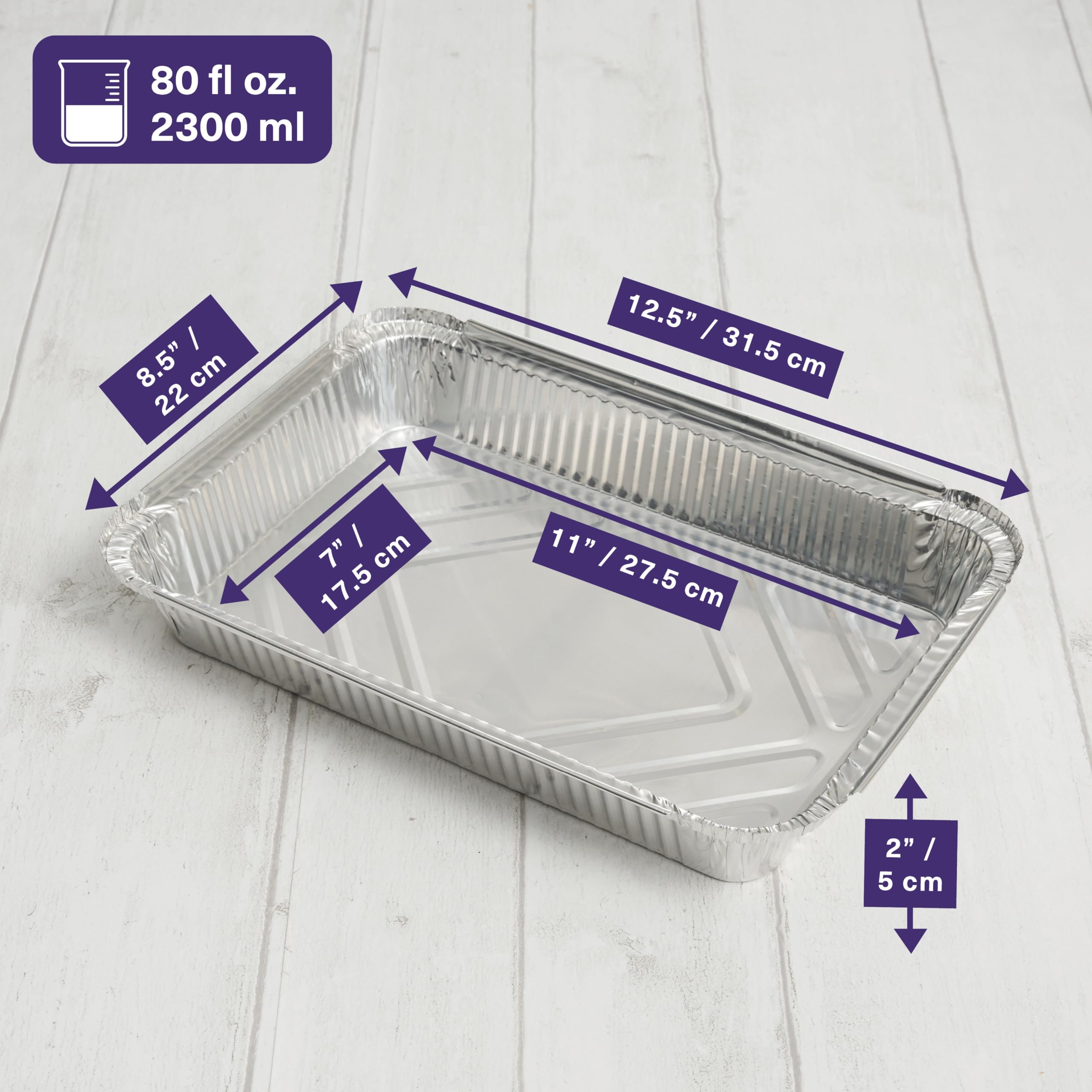 MATANA 8x12 Aluminum Pans Foil Trays (25 Pack) Cake & Lasagna Baking, Chicken Roasting, Chafer, Crawfish Cooking | Ideal for Party Catering & Takeaway