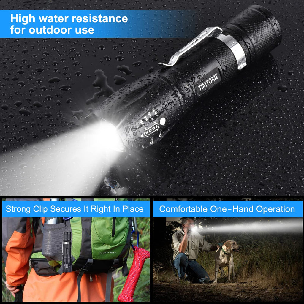 LED Flashlight, Ultra Bright XML T6 Handheld Flashlights - High Lumen, Zoomable, 5 Modes, Water-Resistant - Perfect for Camping Biking Home Emergency or Gift-Giving (3)