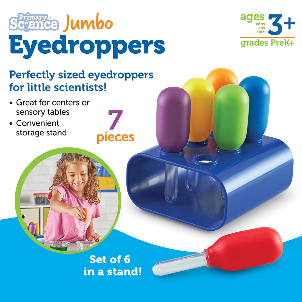 Learning Resources LER2779 Primary Science Jumbo Eyedroppers with Stand