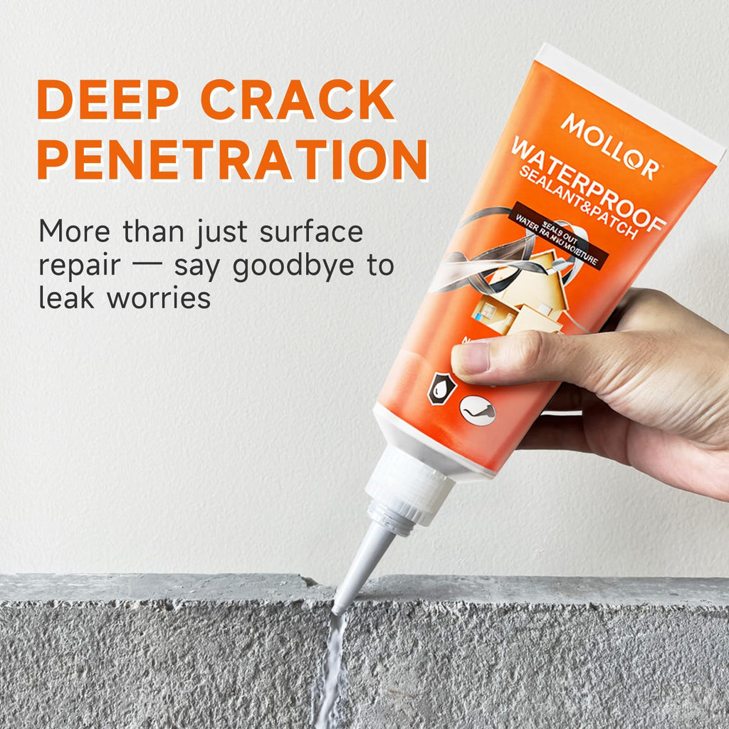 Mollor Concrete Crack Filler, Heavy-Duty Cement Crack Filler, Self Leveling Concrete Sealer for Driveway, Walkway, Patio, Waterproof Outdoor Caulking Glue, Grey, 8.8 Floz