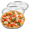 12 Inch Pizza Pan Set, 3 Pcs P&P CHEF Stainless Steel Round Baking Pizza Pans Pizza Tray for Pizza, Pie, Cake, Cookie, Non-Toxic & Healthy, Heavy Duty & Durable, Oven & Dishwasher Safe
