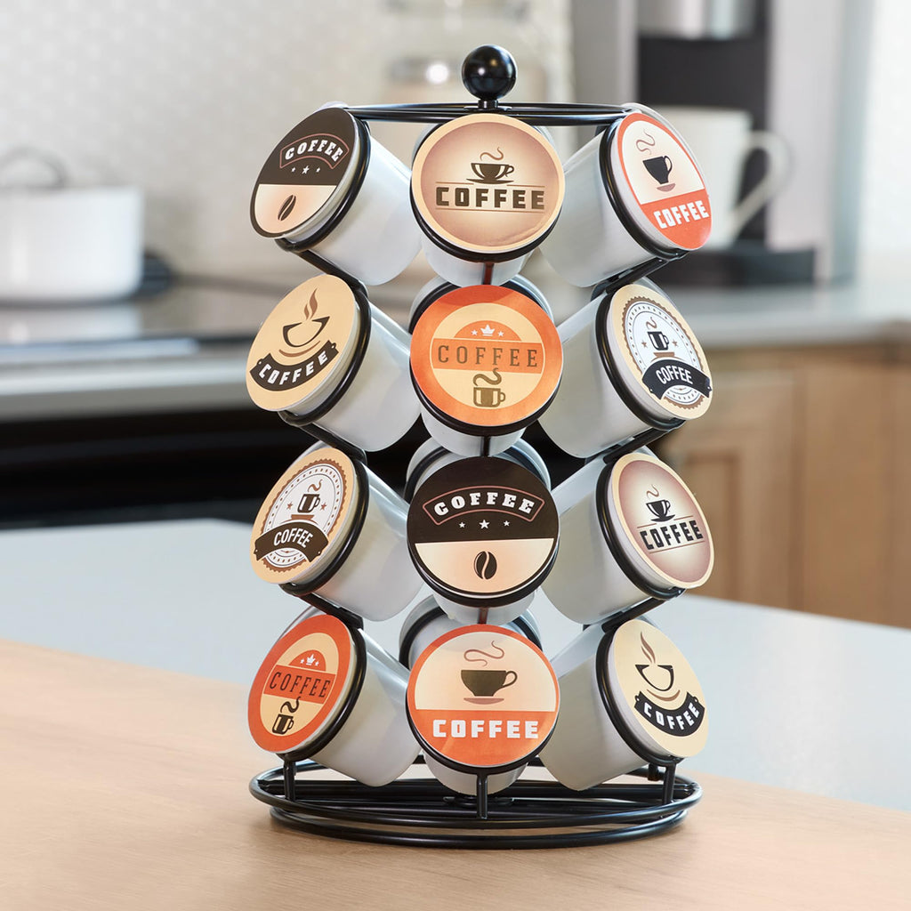 Starfrit Coffee Pod Capsule Carousel - Holds up to 24 Keurig K-Cups Pods - Spins 360-Degrees - Lazy Susan Platform - Black