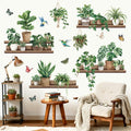 wondever Green Pot Plants Wall Stickers Leaves Potted Plant Butterfly Bird Peel and Stick Wall Art Decals for Living Room Bedroom Tv Background Wall Decor