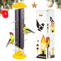 iBorn Nyjer & Thistle Bird Feeder for Outdoors Hanging，Finch Feeders for Outside，Metal Tube Bird Feeder 14 Inch with 12 Small Ports,8 Metal Perches,Yellow
