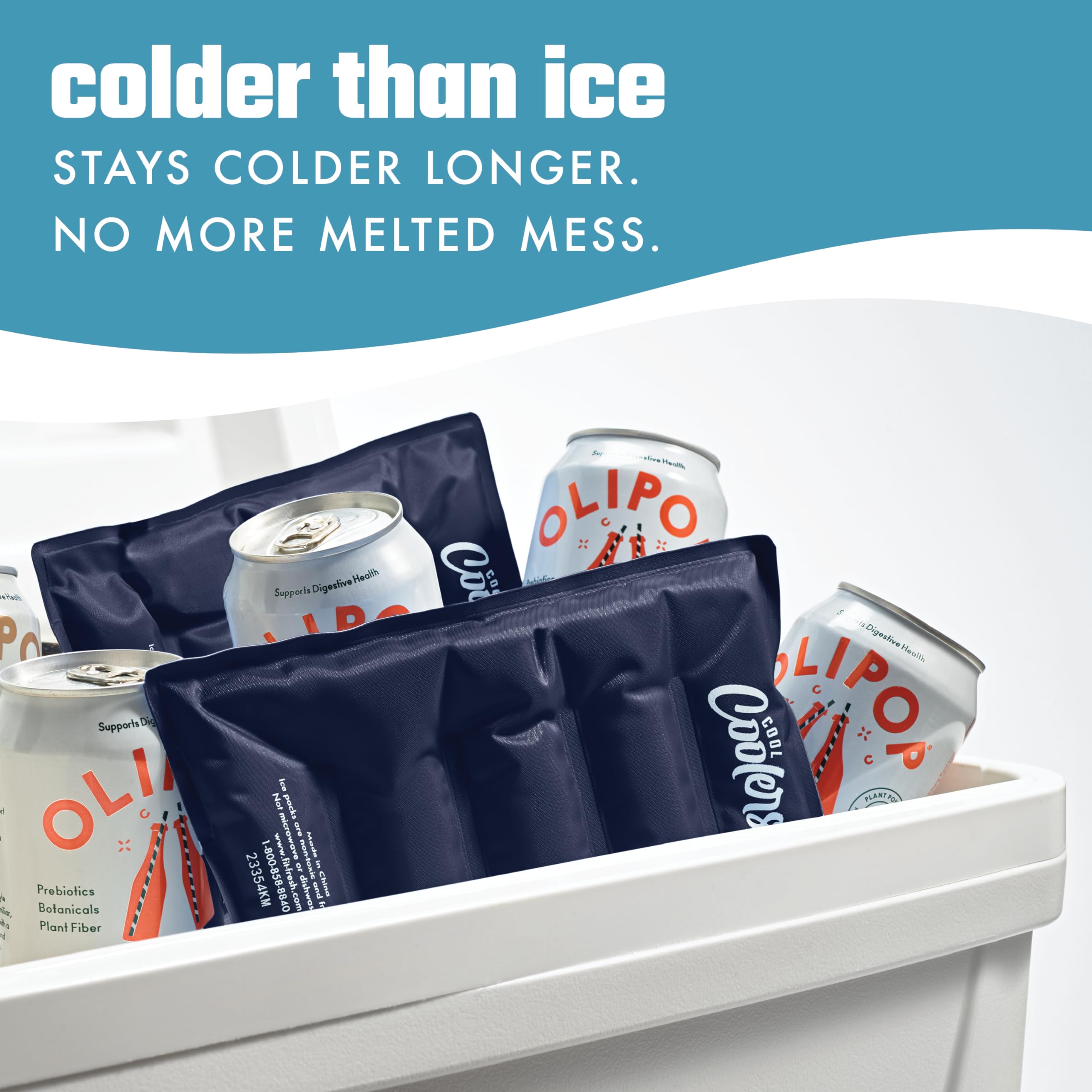 Cool Coolers 2 Pack Soft Ice Packs for Cooler, Flexible Stretch Nylon, Lunch Box Ice Packs, Ice Packs for Lunch Boxes, Large Reusable Freezer Packs, by Fit & Fresh, Midnight Blue