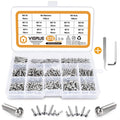 VIGRUE 570PCS Stainless Steel M3 Button Head Hex Socket Cap Screw Bolts, M3 x 4/5/6/8/10/12/14/16/18/20/25mm Screw and Nuts Flat Washer Assortment Kit, Fully Machine Thread