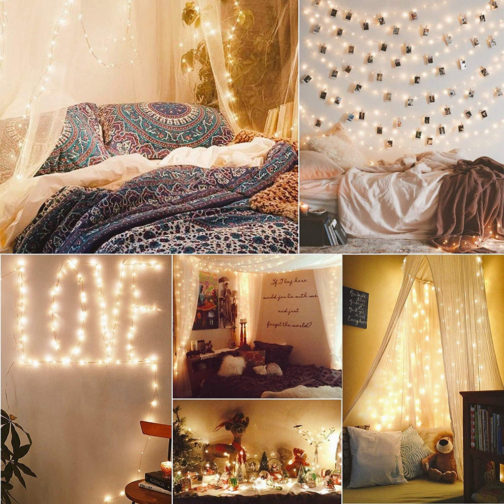[2 Packs] Fairy Lights Battery Operated, LeMorcy Total 66ft 200LEDs Waterproof String Lights with 8 Modes Remote Timer, Copper Wire Twinkle Lights for Bedroom Party Garden Backyard Patio Xmas Décor