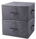 Pack of 2, Zip Lid Stackable Storage Boxes for Clothes Organizer in Wardrobe, Folding & Washable, Black Gray