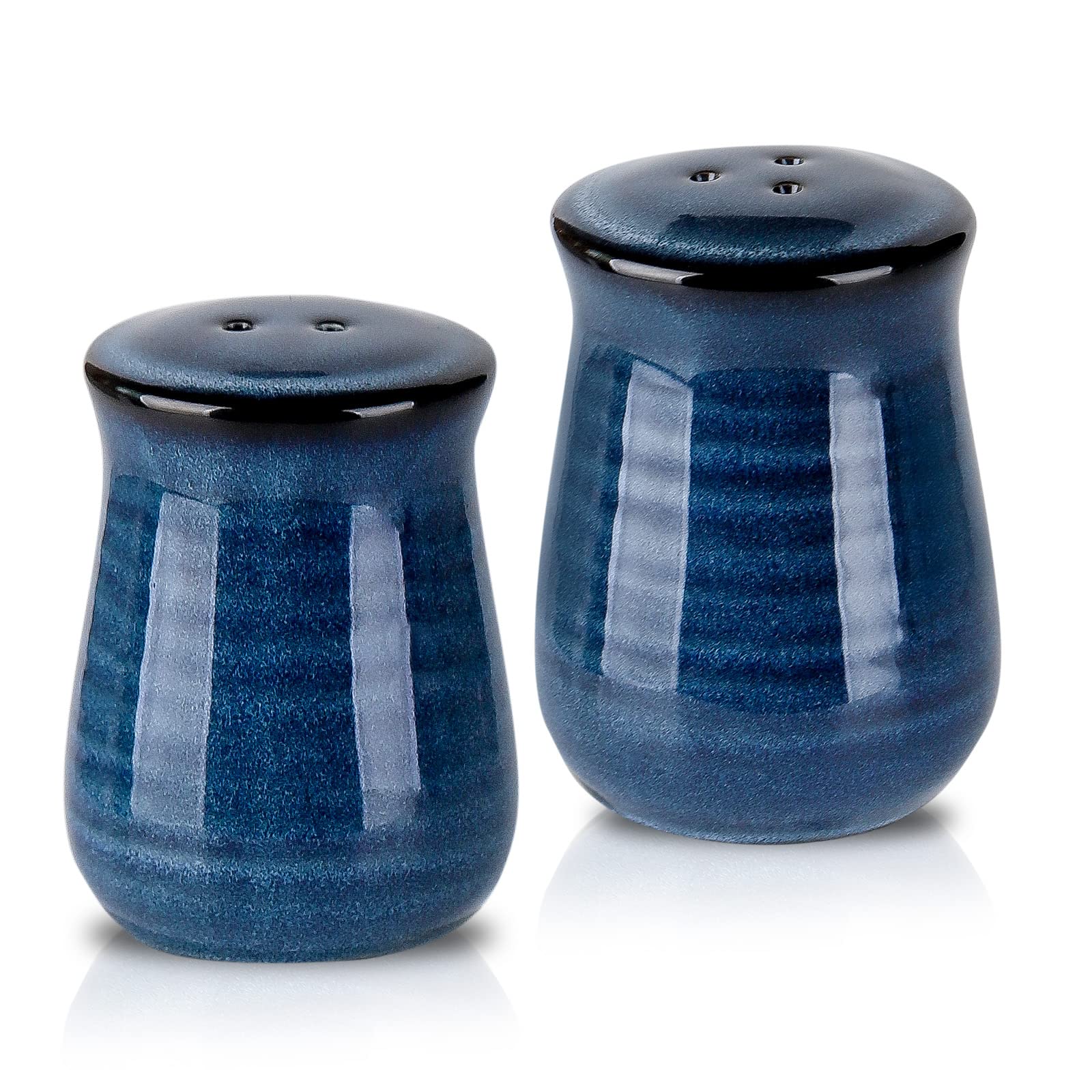 Hasense Ceramic Salt and Pepper Shakers,Navy Farmhouse Salt Shaker Set of 2, Vintage Spice Shaker for Compact Cooking,Travel,BBQ, Kitchen and Resturant Decor
